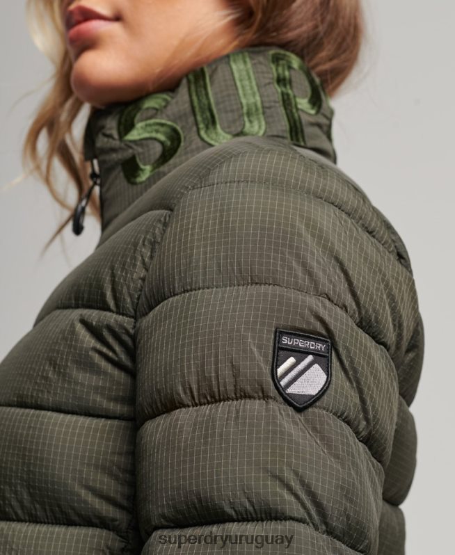 uy Superdry mujer chaqueta acolchada con logo clásico verde DT2N8Z5437 ropa