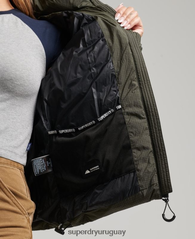 uy Superdry mujer chaqueta acolchada con logo clásico verde DT2N8Z5437 ropa