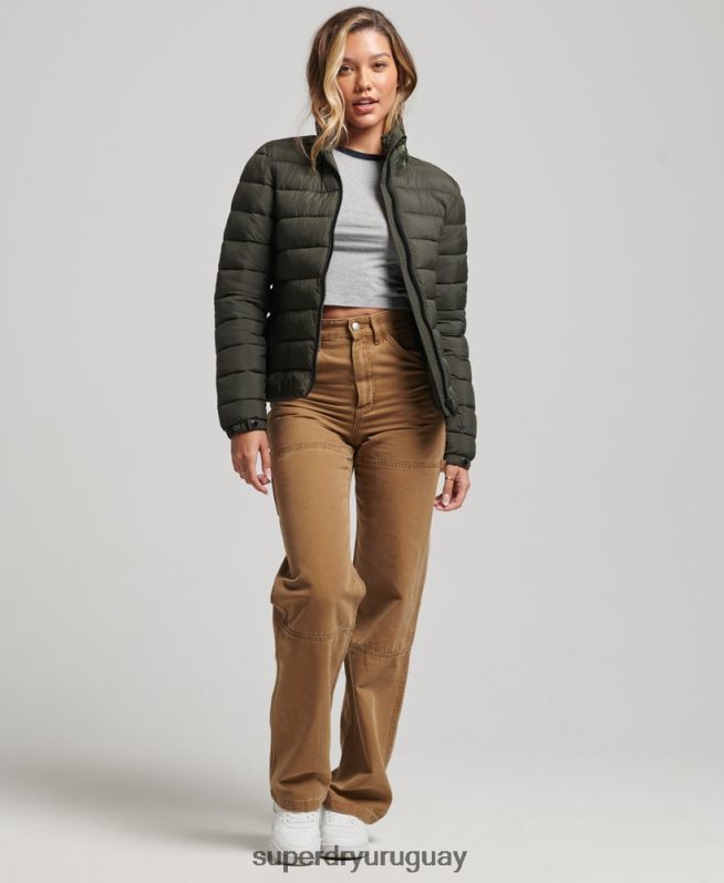 uy Superdry mujer chaqueta acolchada con logo clásico verde DT2N8Z5437 ropa
