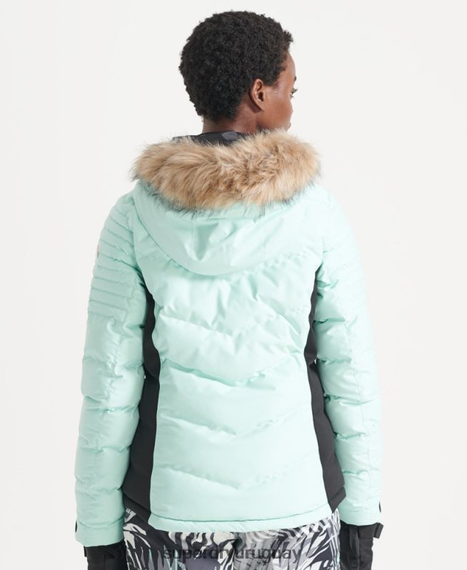 uy Superdry mujer chaqueta acolchada de nieve de lujo azul claro DT2N8Z5460 ropa