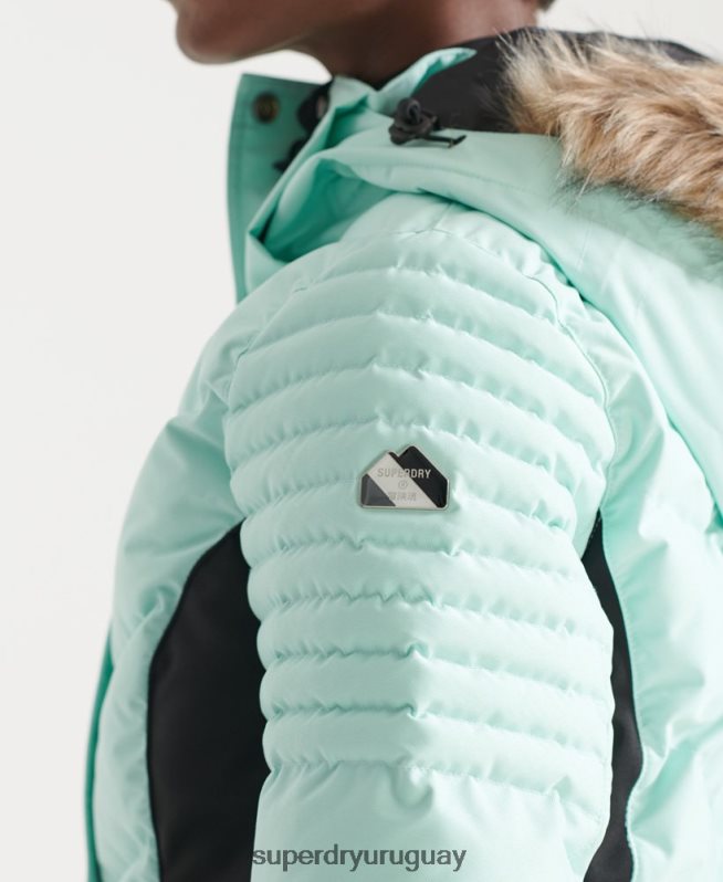 uy Superdry mujer chaqueta acolchada de nieve de lujo azul claro DT2N8Z5460 ropa