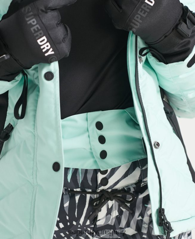 uy Superdry mujer chaqueta acolchada de nieve de lujo azul claro DT2N8Z5460 ropa