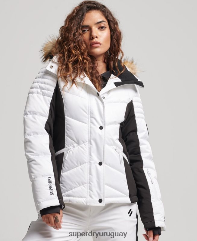 uy Superdry mujer chaqueta acolchada de nieve de lujo blanco DT2N8Z3567 ropa