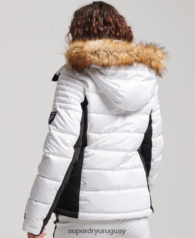 uy Superdry mujer chaqueta acolchada de nieve de lujo blanco DT2N8Z3567 ropa
