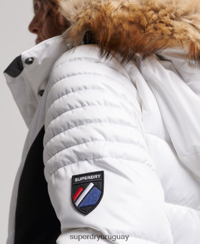 uy Superdry mujer chaqueta acolchada de nieve de lujo blanco DT2N8Z3567 ropa