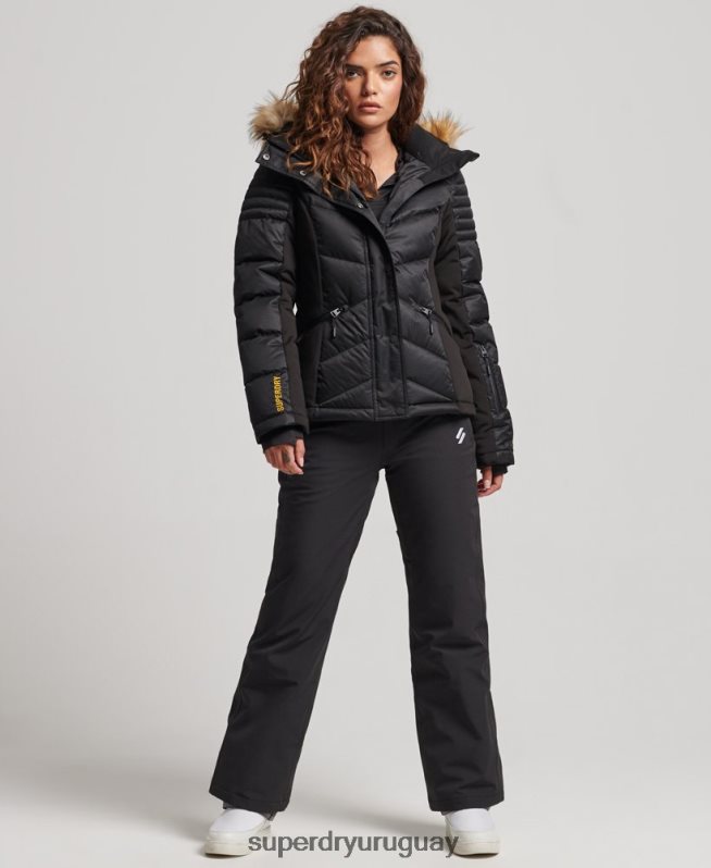 uy Superdry mujer chaqueta acolchada de nieve de lujo negro DT2N8Z3568 ropa