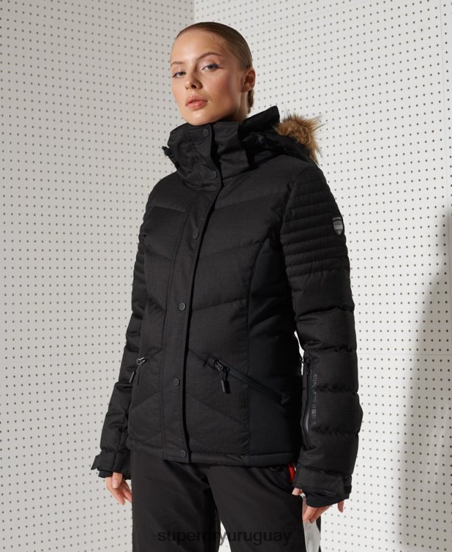 uy Superdry mujer chaqueta acolchada de nieve de lujo negro DT2N8Z5543 ropa