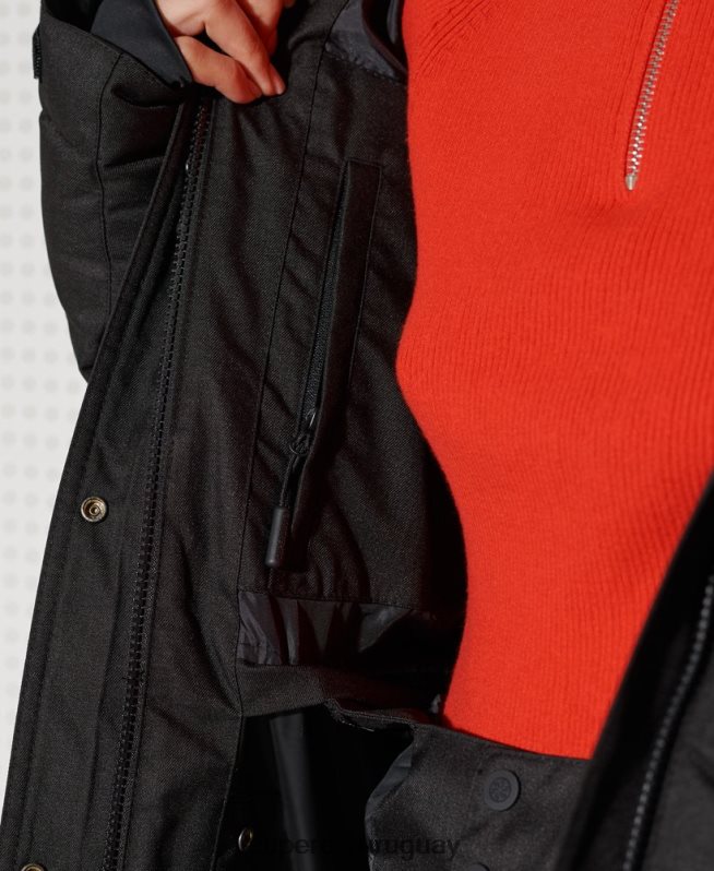 uy Superdry mujer chaqueta acolchada de nieve de lujo negro DT2N8Z5543 ropa