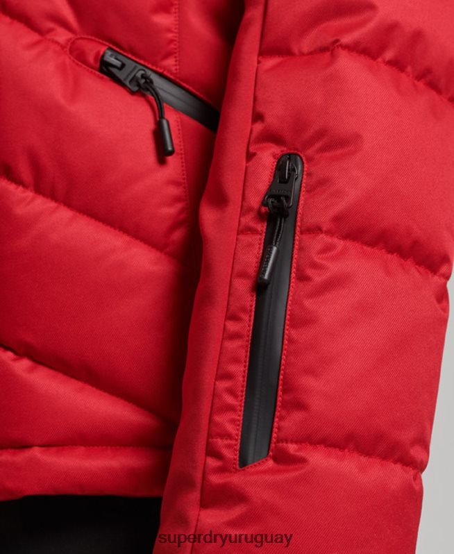 uy Superdry mujer chaqueta acolchada de nieve de lujo rojo DT2N8Z3566 ropa