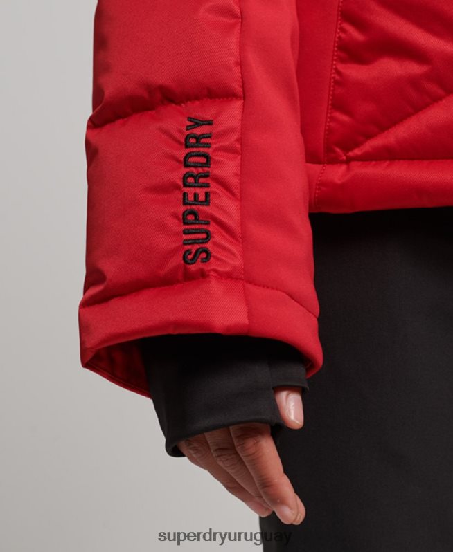 uy Superdry mujer chaqueta acolchada de nieve de lujo rojo DT2N8Z3566 ropa