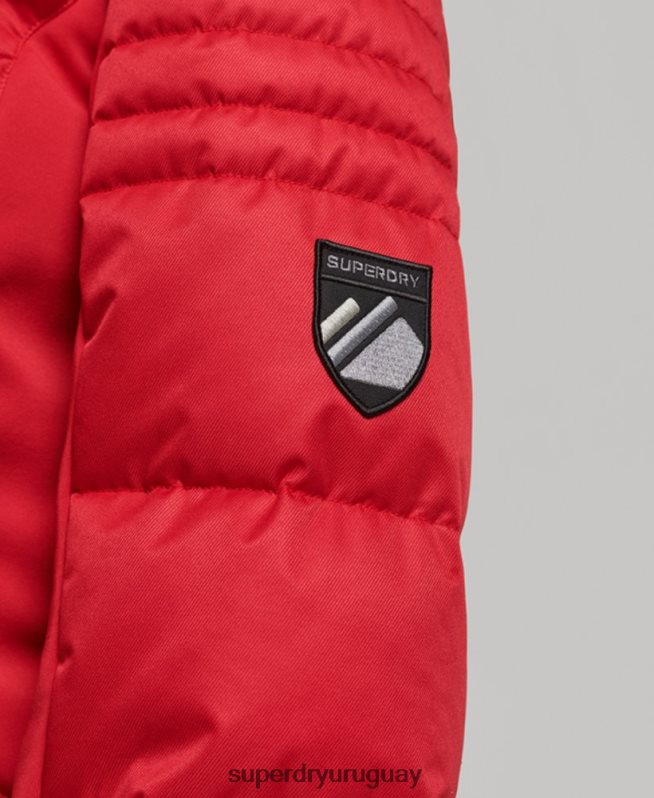 uy Superdry mujer chaqueta acolchada de nieve de lujo rojo DT2N8Z3566 ropa