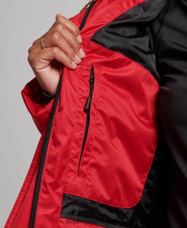 uy Superdry mujer chaqueta acolchada de nieve de lujo rojo DT2N8Z3566 ropa