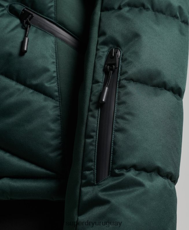 uy Superdry mujer chaqueta acolchada de nieve de lujo verde DT2N8Z3680 ropa