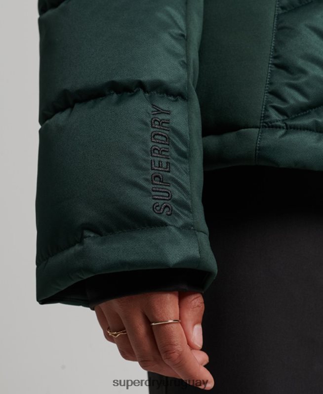 uy Superdry mujer chaqueta acolchada de nieve de lujo verde DT2N8Z3680 ropa