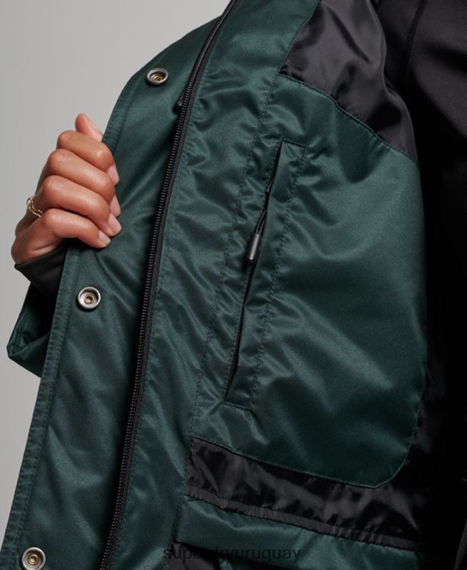 uy Superdry mujer chaqueta acolchada de nieve de lujo verde DT2N8Z3680 ropa