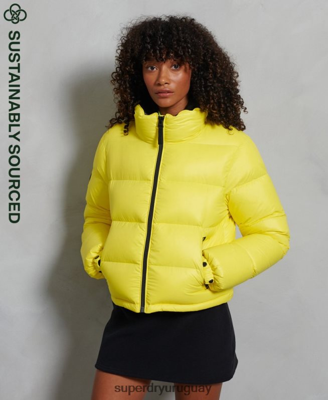 uy Superdry mujer chaqueta acolchada de plumón alpino de lujo amarillo DT2N8Z5634 ropa