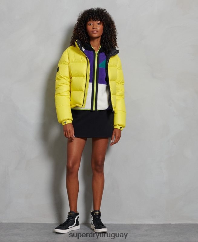 uy Superdry mujer chaqueta acolchada de plumón alpino de lujo amarillo DT2N8Z5634 ropa