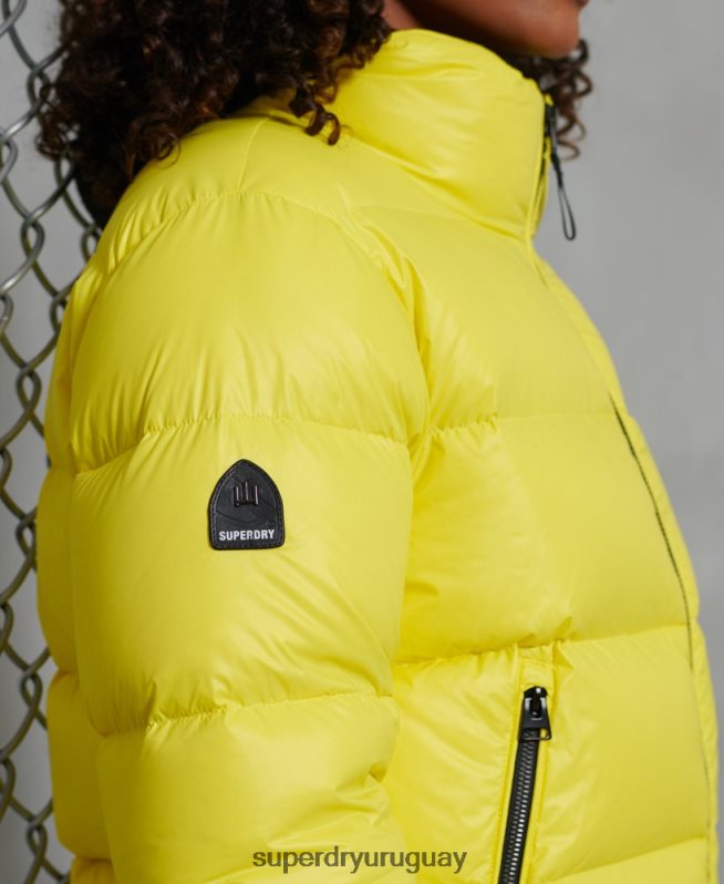 uy Superdry mujer chaqueta acolchada de plumón alpino de lujo amarillo DT2N8Z5634 ropa