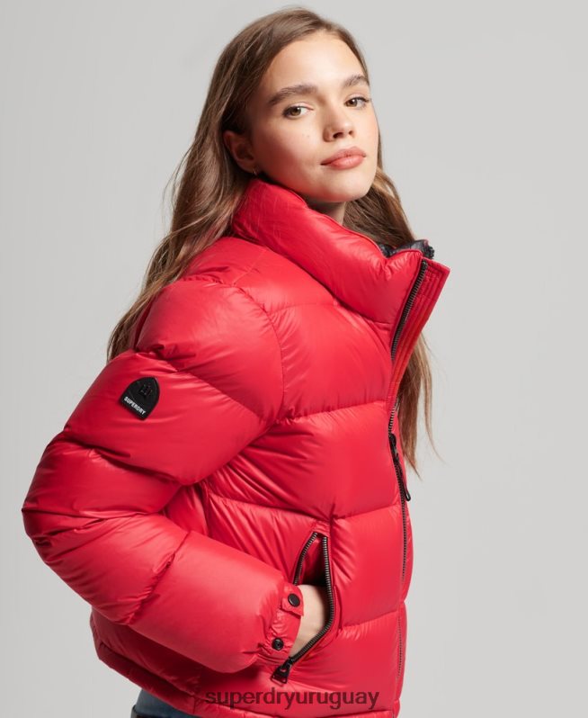 uy Superdry mujer chaqueta acolchada de plumón alpino de lujo rojo DT2N8Z5584 ropa