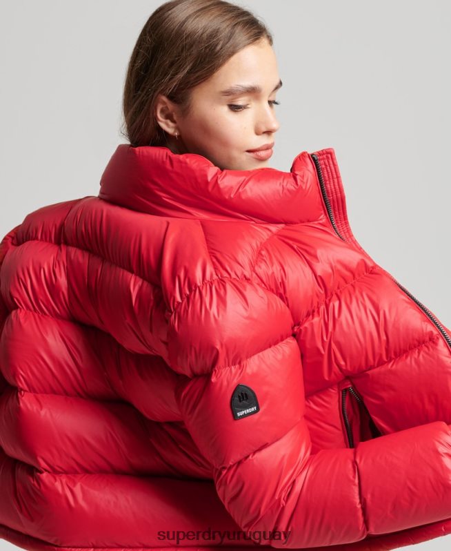uy Superdry mujer chaqueta acolchada de plumón alpino de lujo rojo DT2N8Z5584 ropa