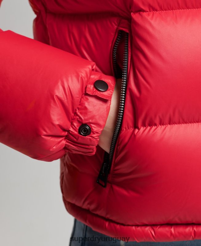 uy Superdry mujer chaqueta acolchada de plumón alpino de lujo rojo DT2N8Z5584 ropa