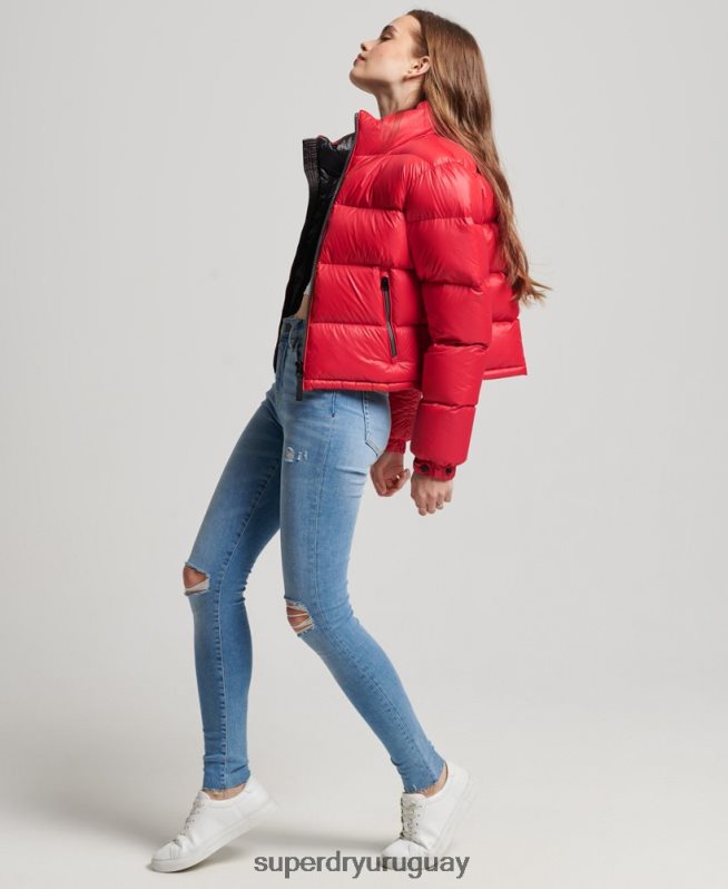 uy Superdry mujer chaqueta acolchada de plumón alpino de lujo rojo DT2N8Z5584 ropa