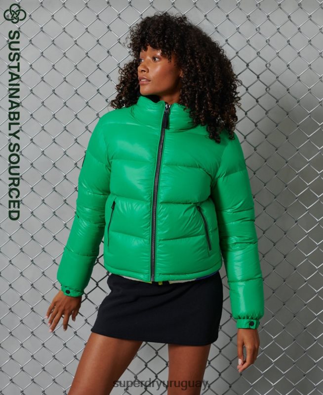 uy Superdry mujer chaqueta acolchada de plumón alpino de lujo verde DT2N8Z5674 ropa