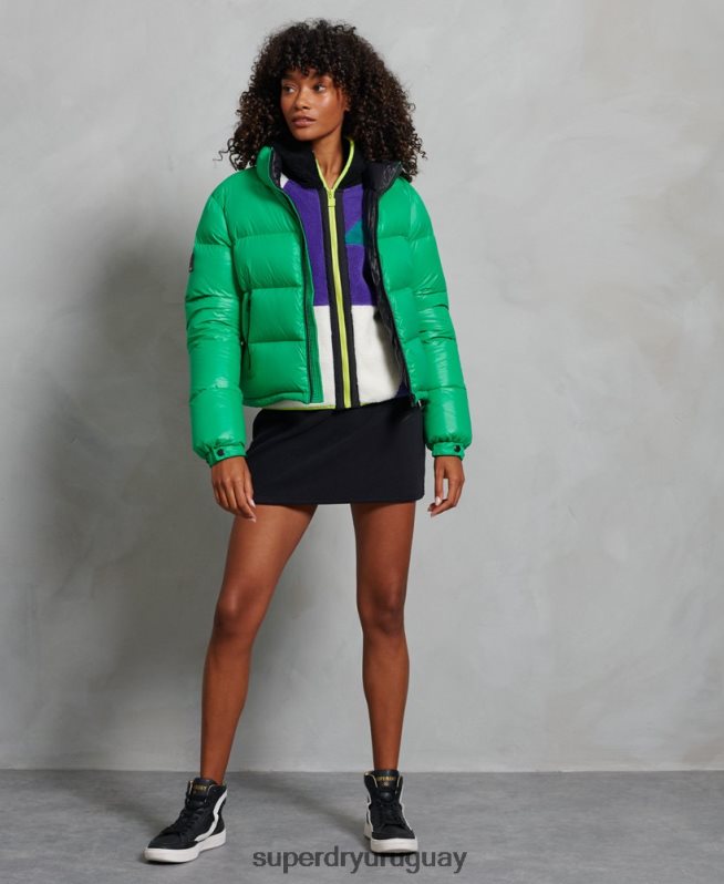 uy Superdry mujer chaqueta acolchada de plumón alpino de lujo verde DT2N8Z5674 ropa