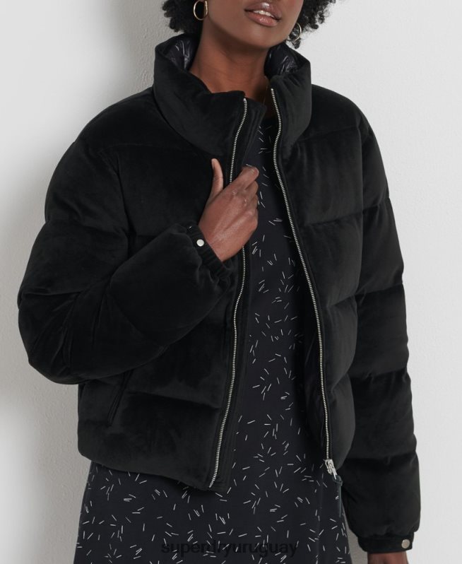 uy Superdry mujer chaqueta acolchada de plumón alpino negro DT2N8Z5630 ropa
