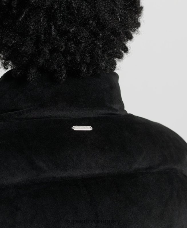 uy Superdry mujer chaqueta acolchada de plumón alpino negro DT2N8Z5630 ropa