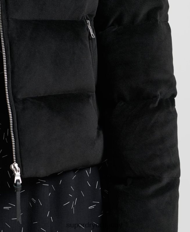 uy Superdry mujer chaqueta acolchada de plumón alpino negro DT2N8Z5630 ropa