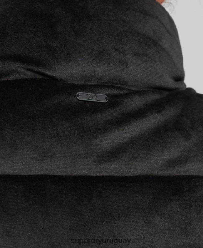 uy Superdry mujer chaqueta acolchada de terciopelo studios negro DT2N8Z3570 ropa