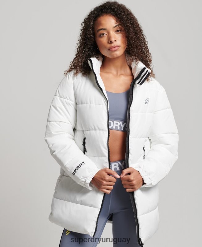 uy Superdry mujer chaqueta acolchada deportiva con palangre blanco DT2N8Z5414 ropa