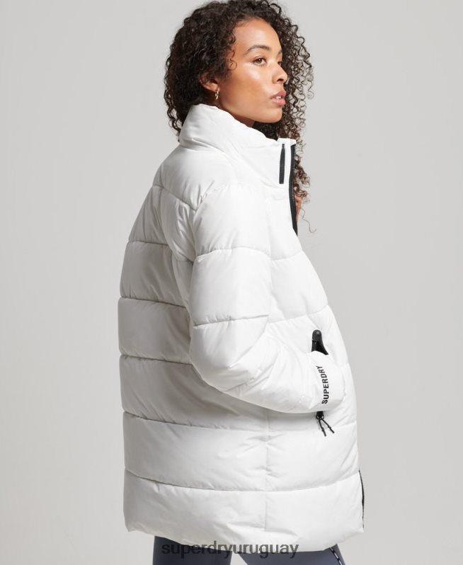 uy Superdry mujer chaqueta acolchada deportiva con palangre blanco DT2N8Z5414 ropa
