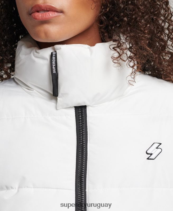 uy Superdry mujer chaqueta acolchada deportiva con palangre blanco DT2N8Z5414 ropa