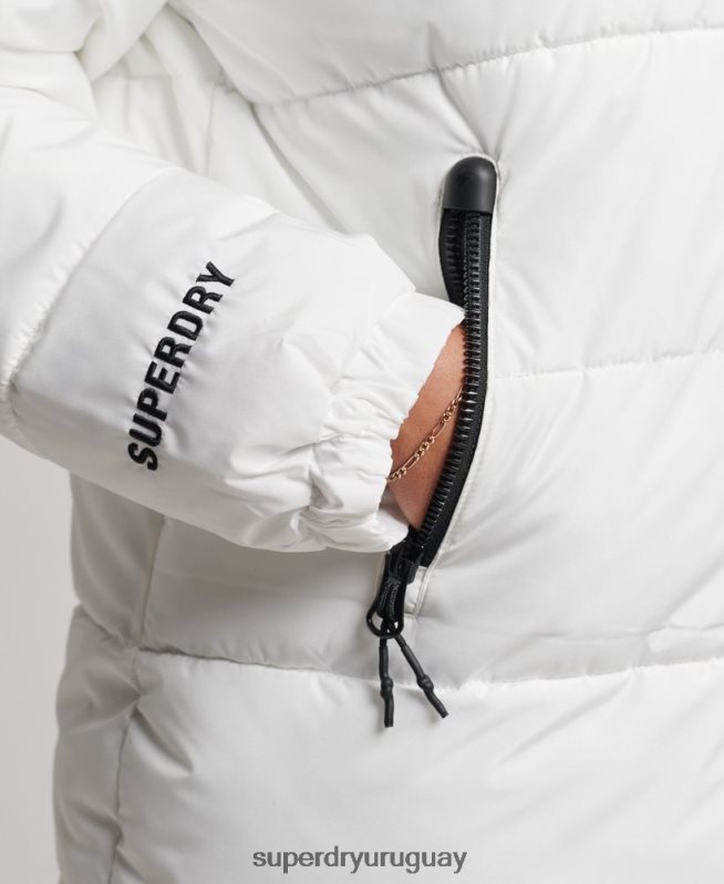 uy Superdry mujer chaqueta acolchada deportiva con palangre blanco DT2N8Z5414 ropa