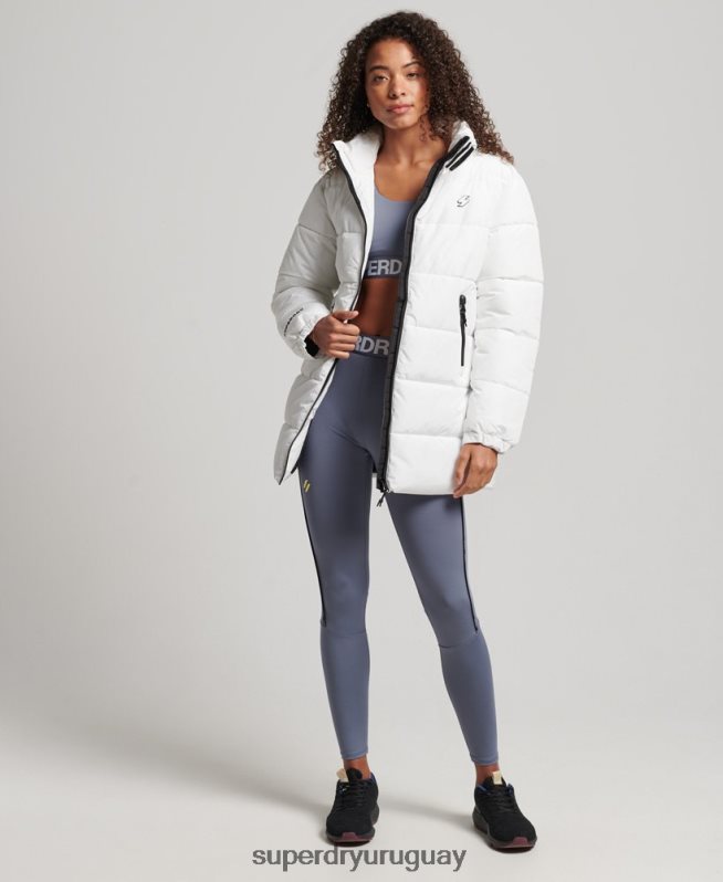 uy Superdry mujer chaqueta acolchada deportiva con palangre blanco DT2N8Z5414 ropa