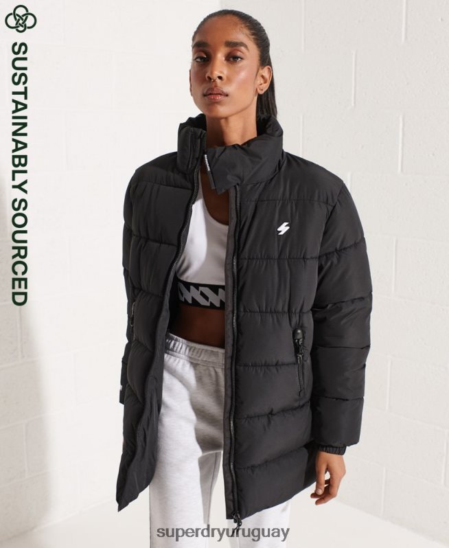 uy Superdry mujer chaqueta acolchada deportiva con palangre negro DT2N8Z5527 ropa