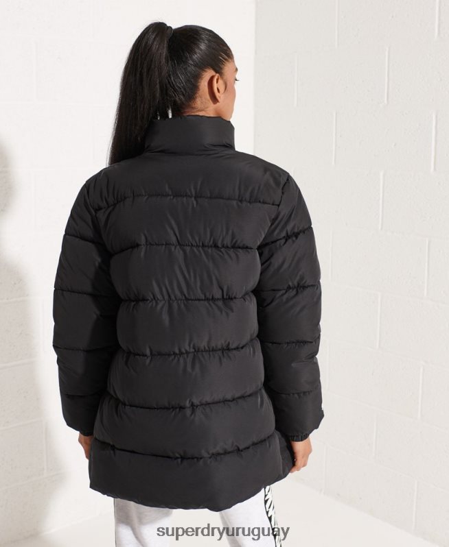uy Superdry mujer chaqueta acolchada deportiva con palangre negro DT2N8Z5527 ropa