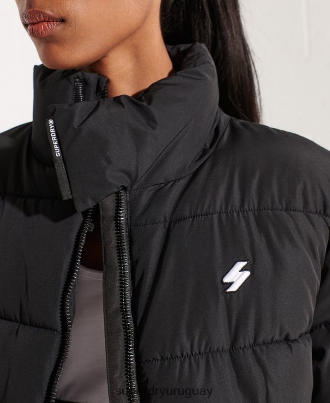 uy Superdry mujer chaqueta acolchada deportiva con palangre negro DT2N8Z5527 ropa