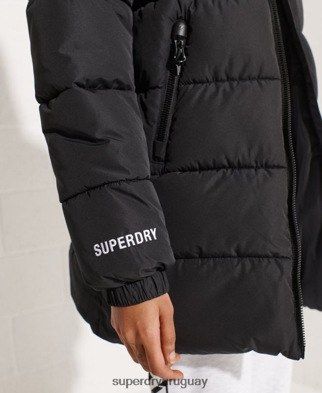 uy Superdry mujer chaqueta acolchada deportiva con palangre negro DT2N8Z5527 ropa