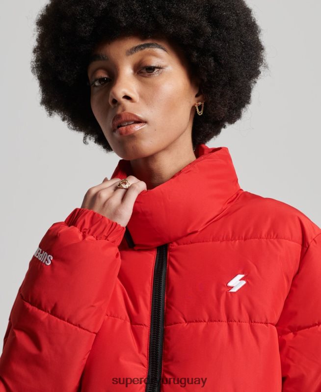 uy Superdry mujer chaqueta acolchada deportiva con palangre rojo DT2N8Z5640 ropa