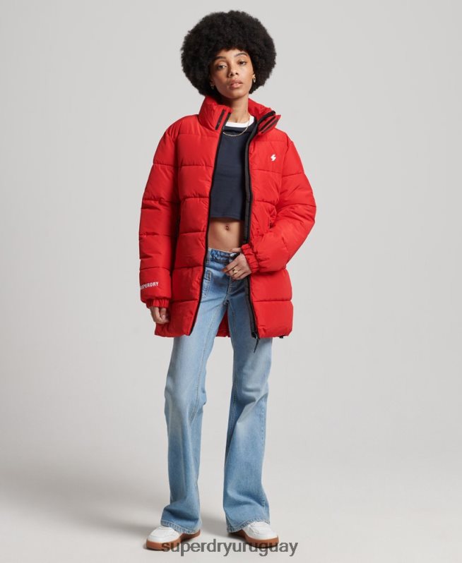 uy Superdry mujer chaqueta acolchada deportiva con palangre rojo DT2N8Z5640 ropa