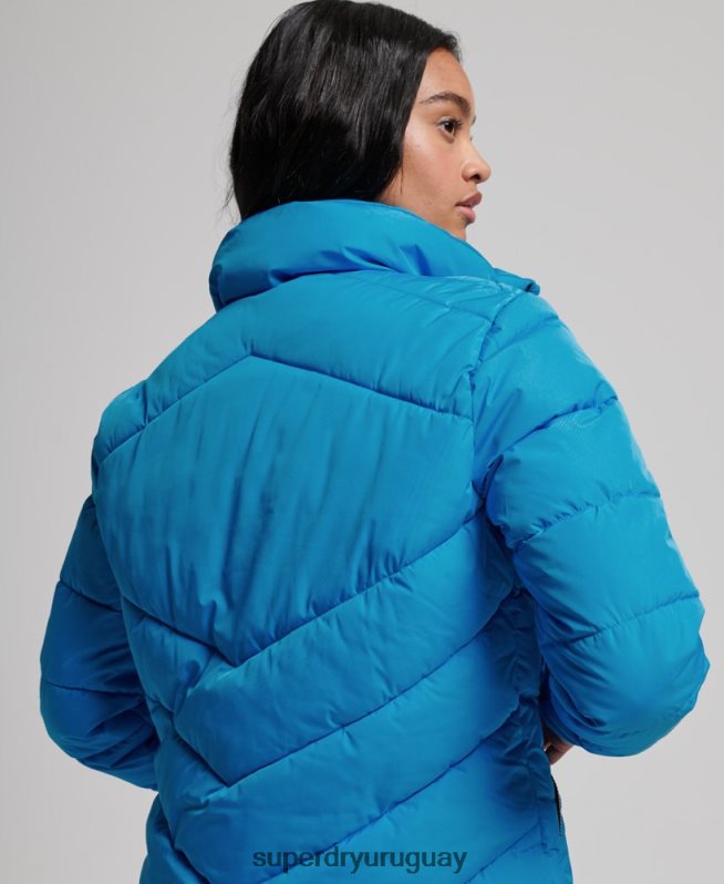 uy Superdry mujer chaqueta acolchada deportiva sin capucha azul DT2N8Z3705 ropa