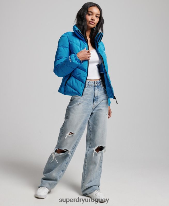 uy Superdry mujer chaqueta acolchada deportiva sin capucha azul DT2N8Z3705 ropa
