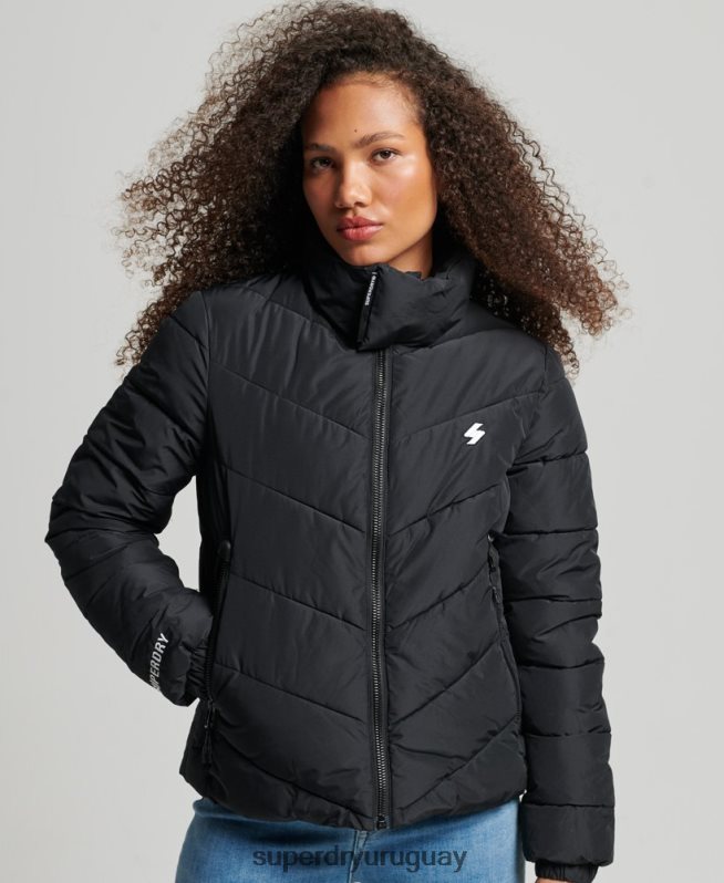 uy Superdry mujer chaqueta acolchada deportiva sin capucha negro DT2N8Z3800 ropa
