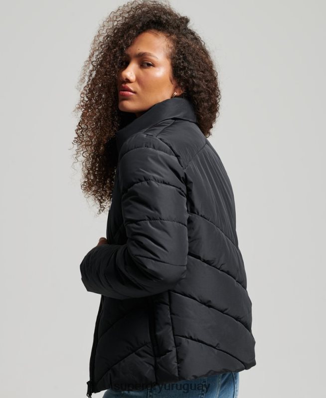 uy Superdry mujer chaqueta acolchada deportiva sin capucha negro DT2N8Z3800 ropa