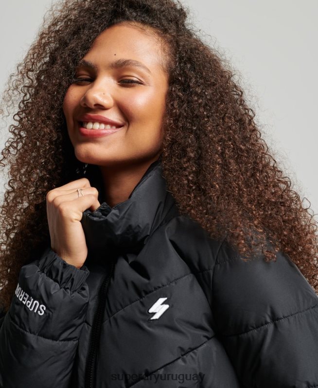 uy Superdry mujer chaqueta acolchada deportiva sin capucha negro DT2N8Z3800 ropa