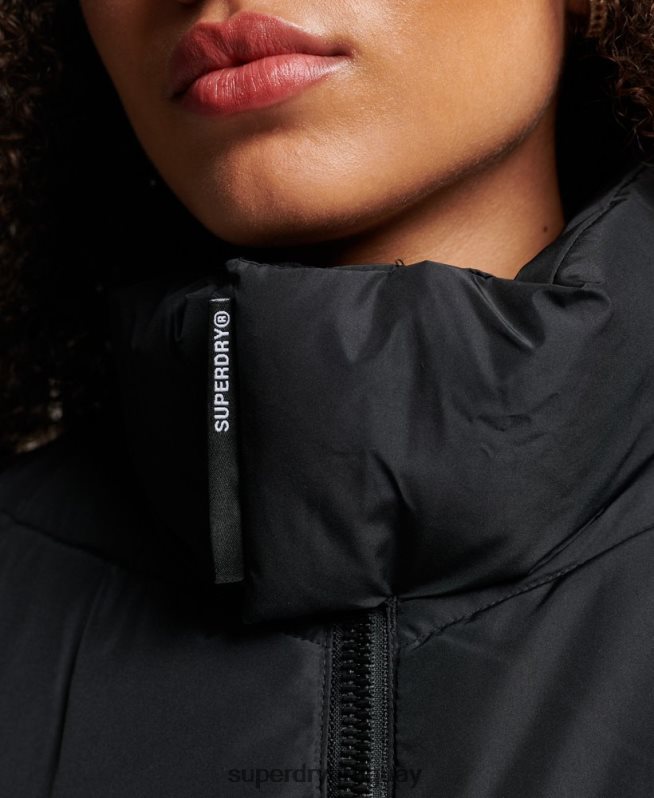 uy Superdry mujer chaqueta acolchada deportiva sin capucha negro DT2N8Z3800 ropa