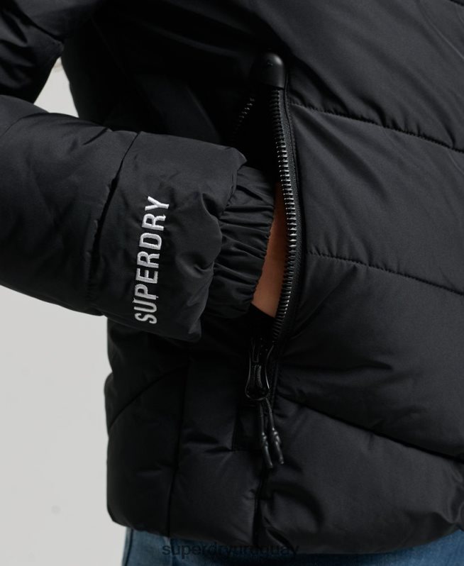 uy Superdry mujer chaqueta acolchada deportiva sin capucha negro DT2N8Z3800 ropa